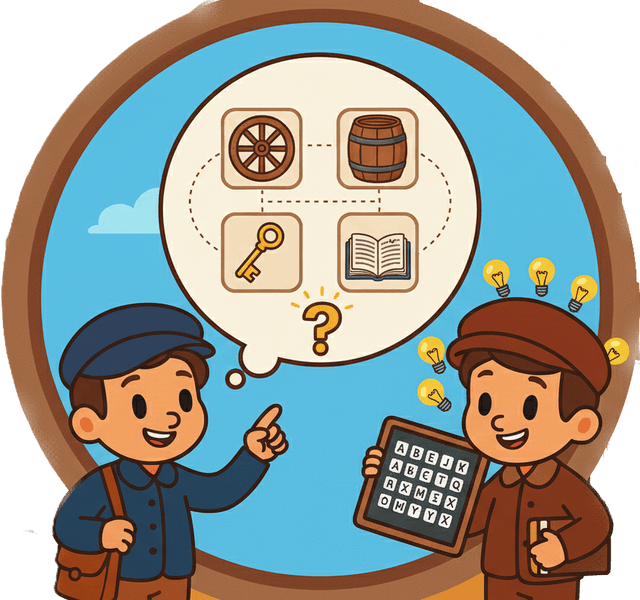 Icône de rébus avec des images et symboles